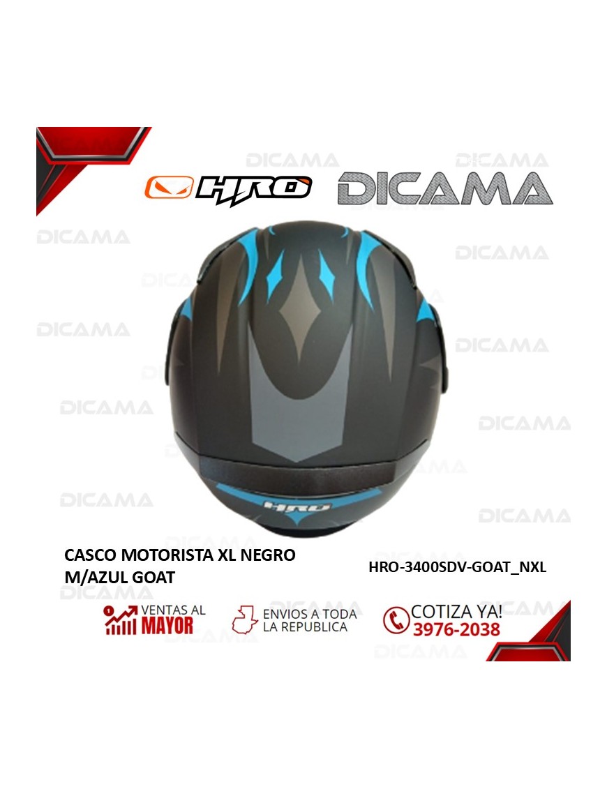 CASCO MOTORISTA XLNEGRO M/AZUL GOAT HRO HRO-3400SDV-GOAT_NXL