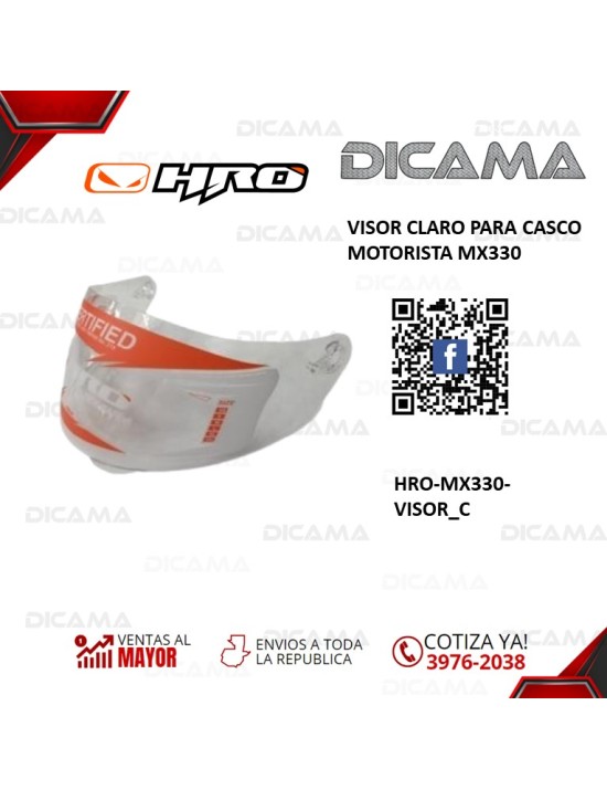 VISOR PARA CASCO MOTORISTA CLARO MX330 HRO HRO-MX330-VISOR_C