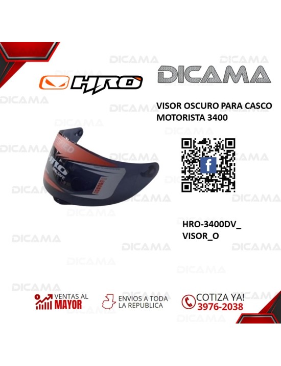 VISOR PARA CASCO MOTORISTA OSCURO 3400 HRO HRO-3400DV_VISOR_O