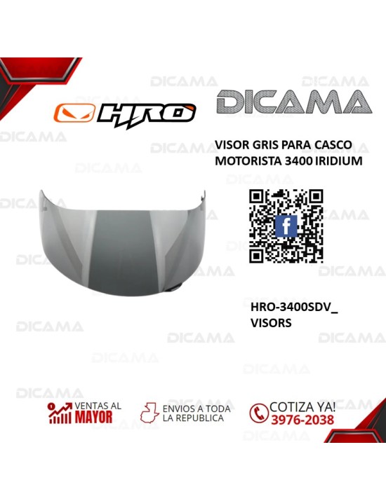 VISOR PARA CASCO MOTORISTA GRIS 3400 IRIDIUM HRO HRO-3400SDV_VISORS