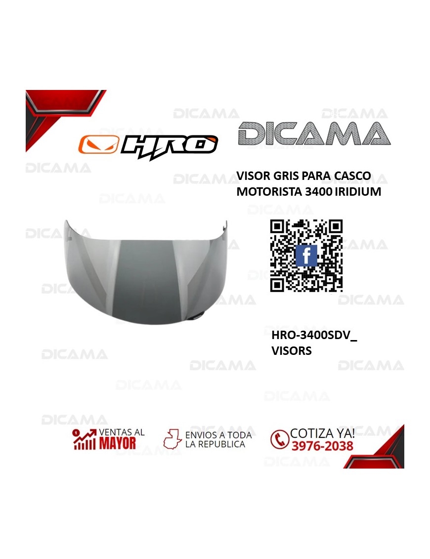 VISOR PARA CASCO MOTORISTA GRIS 3400 IRIDIUM HRO HRO-3400SDV_VISORS