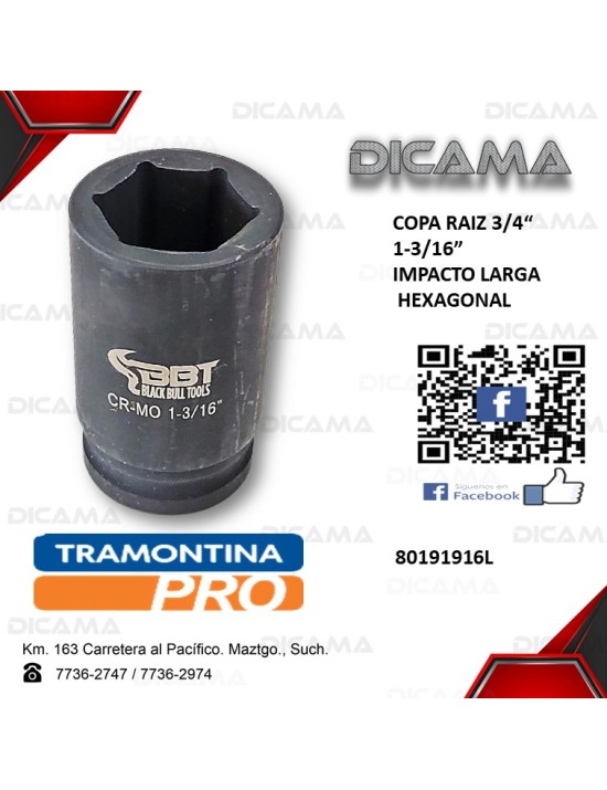 COPA RAIZ 3/4" DE IMPACTO LARGA  1-3/16"