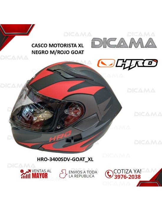 CASCO MOTORISTA XL NEGRO M/ROJO GOAT HRO HRO-3400SDV-GOAT_NXL