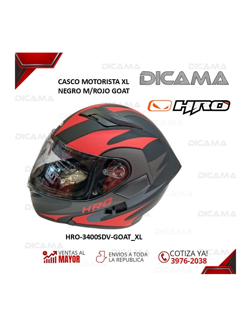 CASCO MOTORISTA XL NEGRO M/ROJO GOAT HRO HRO-3400SDV-GOAT_NXL