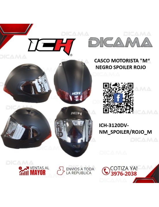 CASCO MOTORISTA M NEGRO SPOILER ROJO ICH ICH-3120DV-NM_SPOILER/ROJO_M