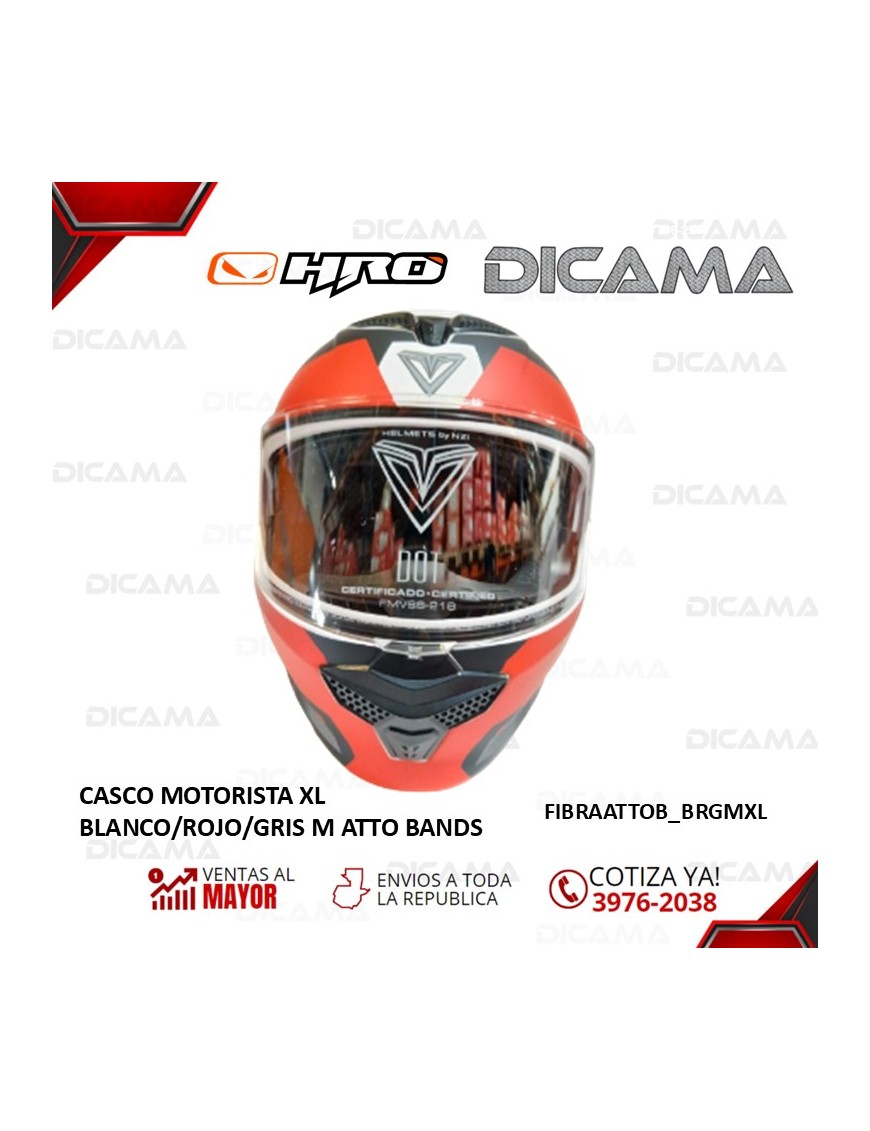 CASCO MOTORISTA XL BLANCO/ROJO/GRIS M ATTO BANDS FIBRA TERA FIBRAATTOB_BRGMXL