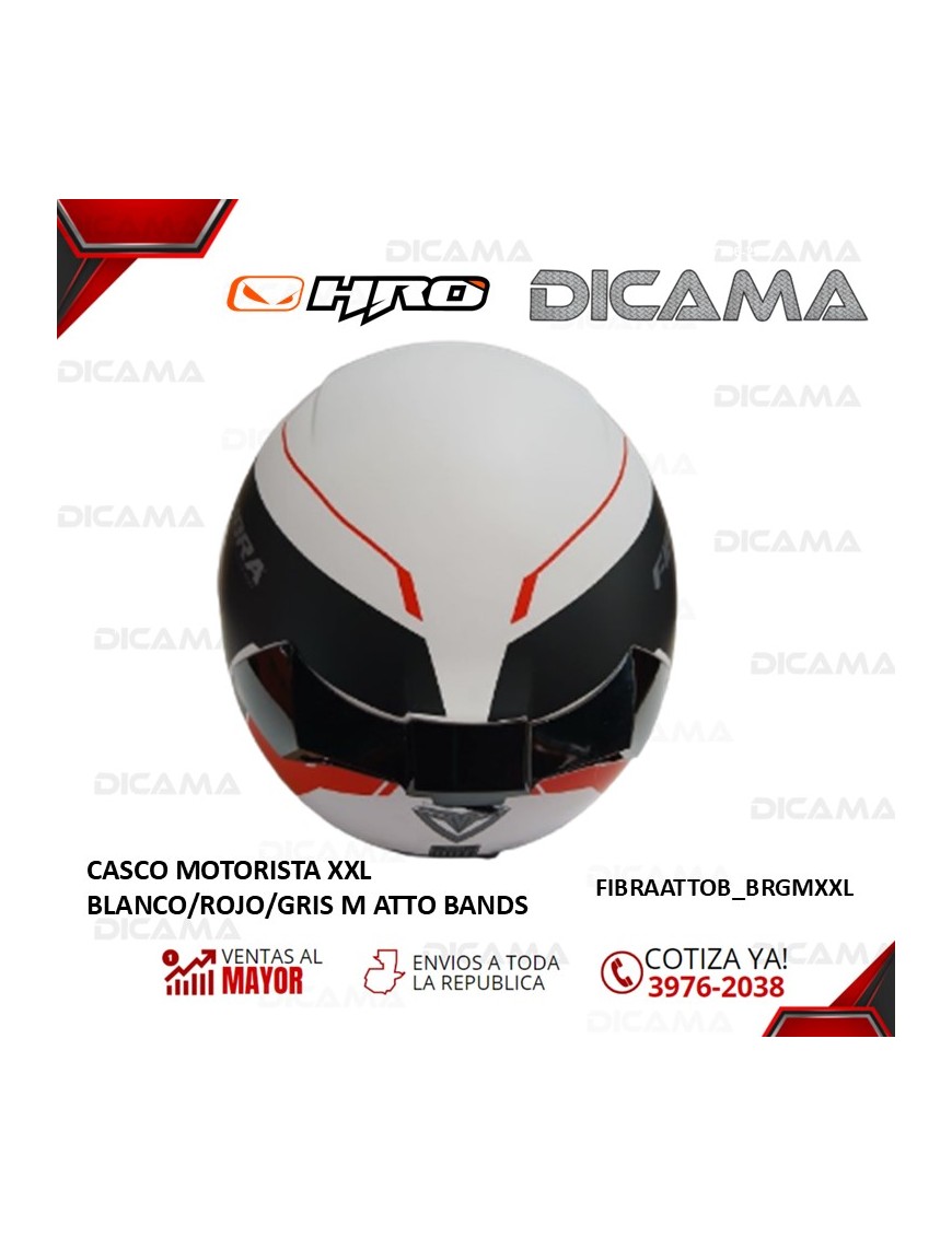 CASCO MOTORISTA XXL BLANCO/ROJO/GRIS M ATTO BANDS FIBRA TERA FIBRAATTOB_BRGMXXL