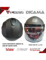 CASCO MOTORISTA ABIERTO XL ONE BIT NEGRO MATE FIBRA FIBRA-ONE-BIT_S_NM-XL