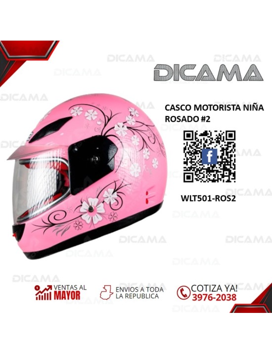 CASCO MOTORISTA NIÑA ROSADO #2 CHINO WLT501-ROS2
