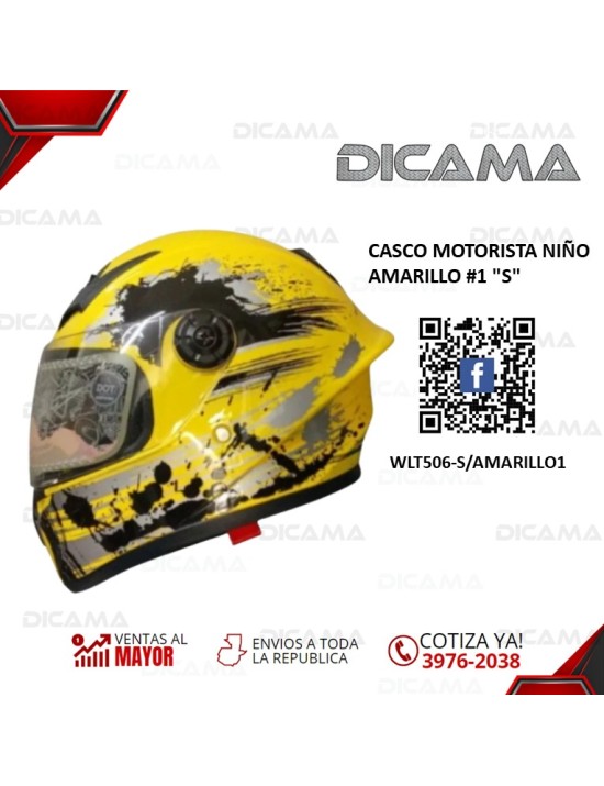 CASCO MOTORISTA NIÑO AMARILLO #1 S CHINO WLT506-S/AMARILLO1