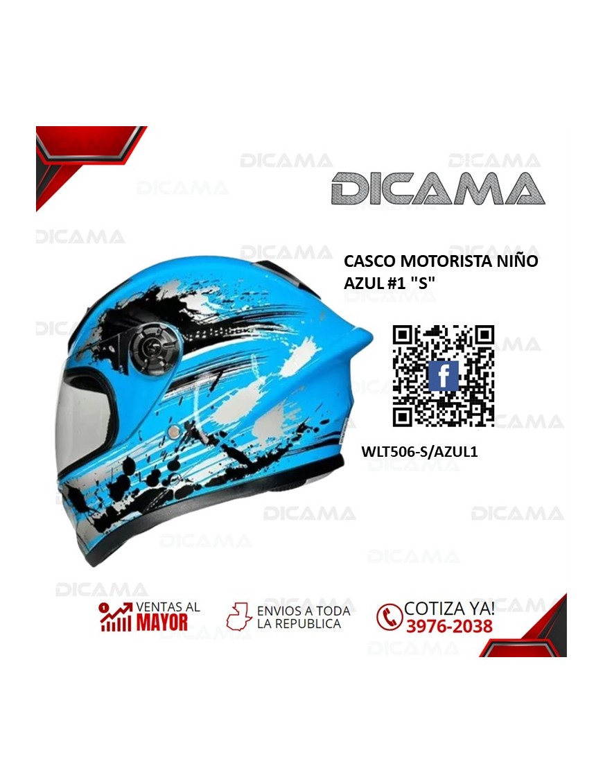 CASCO MOTORISTA NIÑO AZUL #1 S CHINO WLT506-S/AZUL1