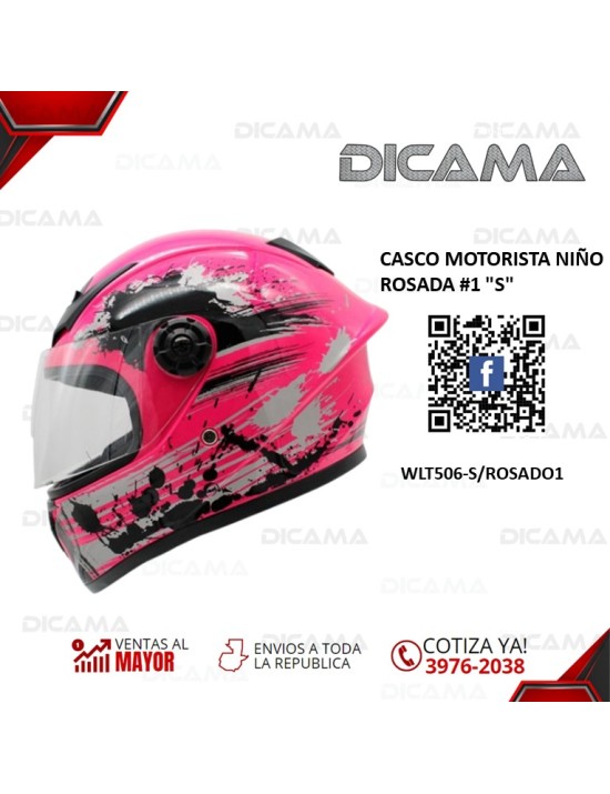 CASCO MOTORISTA NIÑO ROSADA #1 S CHINO WLT506-S/ROSADO1