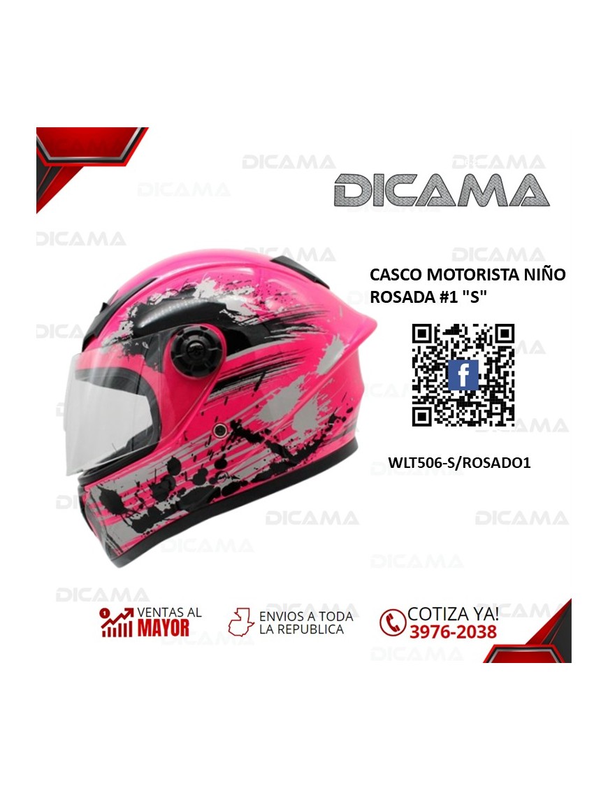 CASCO MOTORISTA NIÑO ROSADA #1 S CHINO WLT506-S/ROSADO1