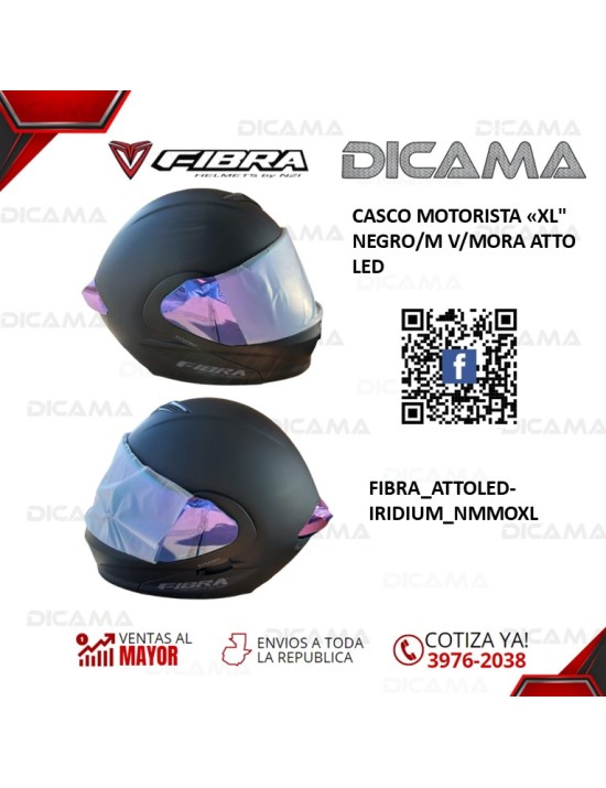 CASCO MOTORISTA XL NEGRO/M V/MORA ATTO LED FIBRA FIBRA_ATTOLED-IRIDIUM_NMMOXL