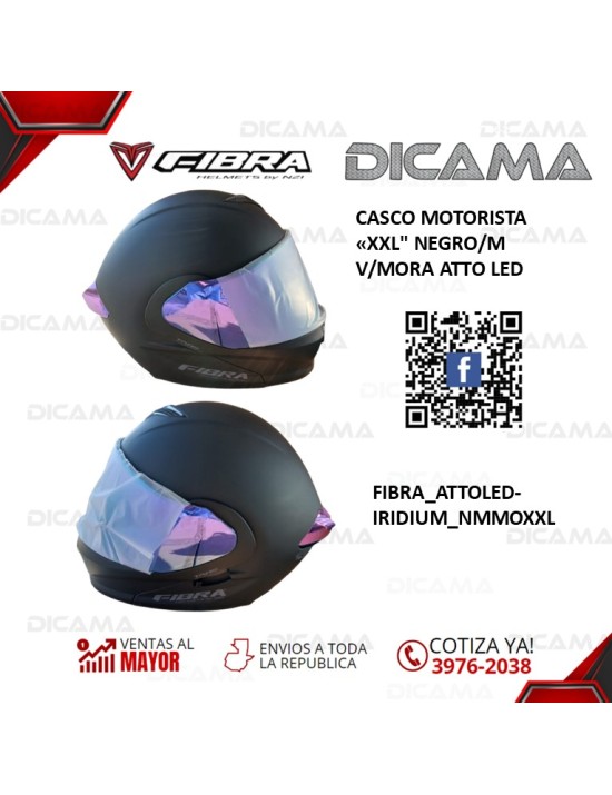 CASCO MOTORISTA XXL NEGRO/M V/MORA ATTO LED FIBRA FIBRA_ATTOLED-IRIDIUM_NMMOXXL
