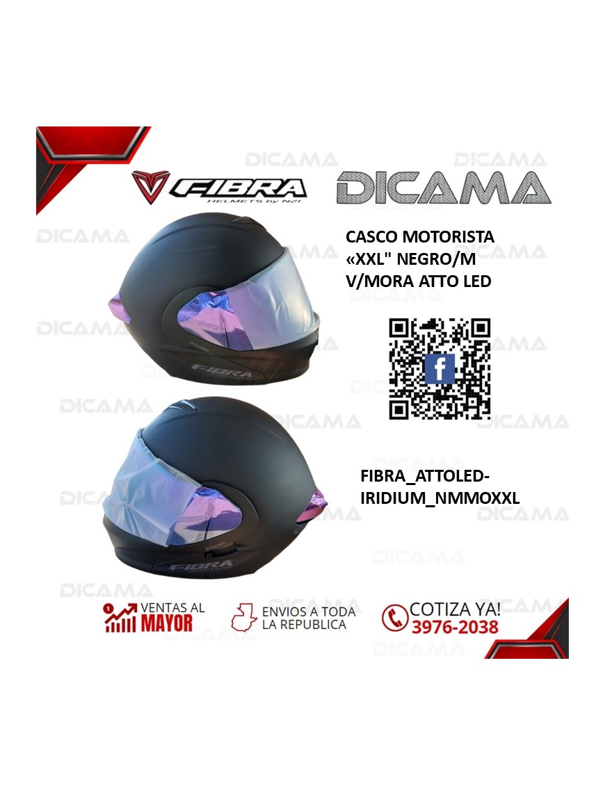 CASCO MOTORISTA XXL NEGRO/M V/MORA ATTO LED FIBRA FIBRA_ATTOLED-IRIDIUM_NMMOXXL