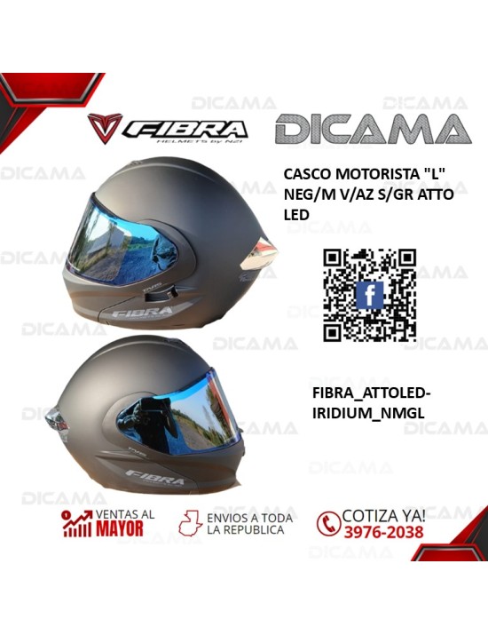 CASCO MOTORISTA L NEG/M V/AZ S/GR ATTO LED FIBRA FIBRA_ATTOLED-IRIDIUM_NMGL