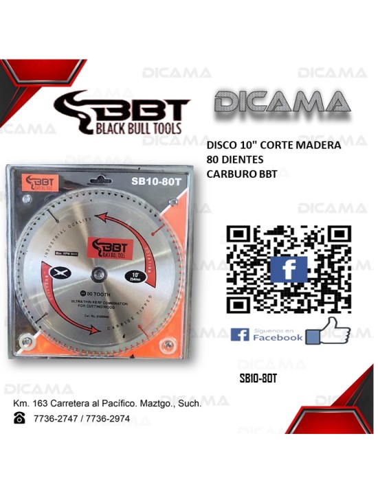 DISCO 10" CORTE MADERA 80 DIENTES CARBURO
