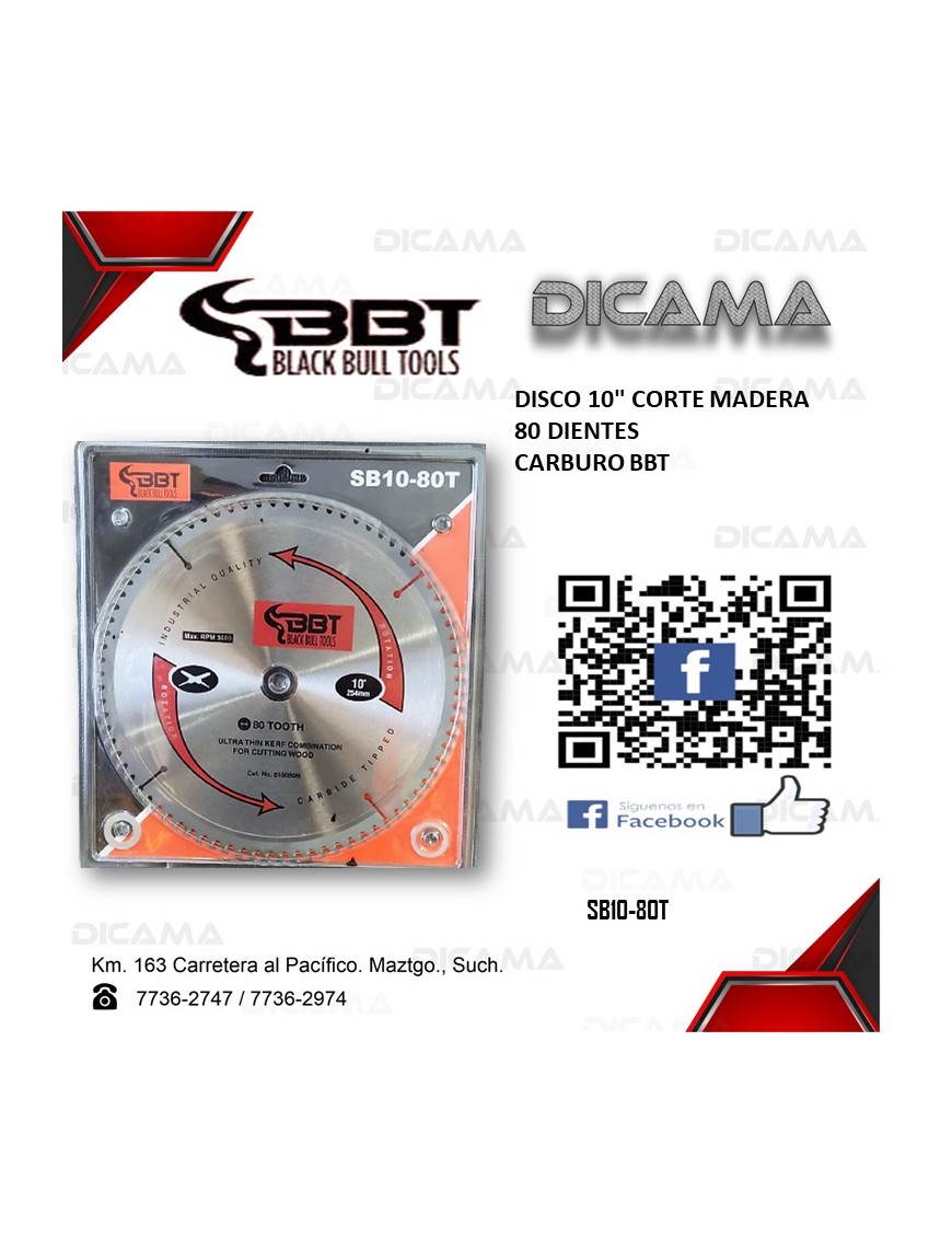 DISCO 10" CORTE MADERA 80 DIENTES CARBURO