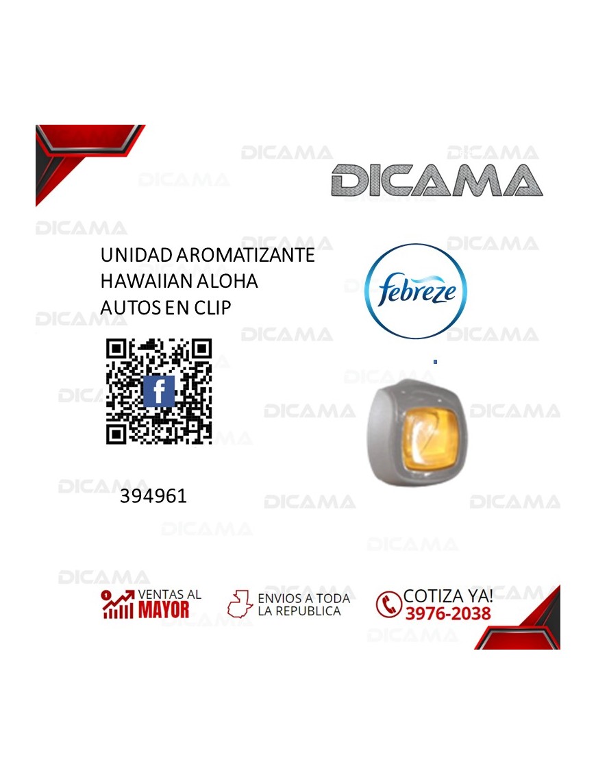 AROMATIZANTE AUTOS EN CLIP HAWAIIAN ALOHA FEBREZE 394961/HAWAIIAN ALOHA