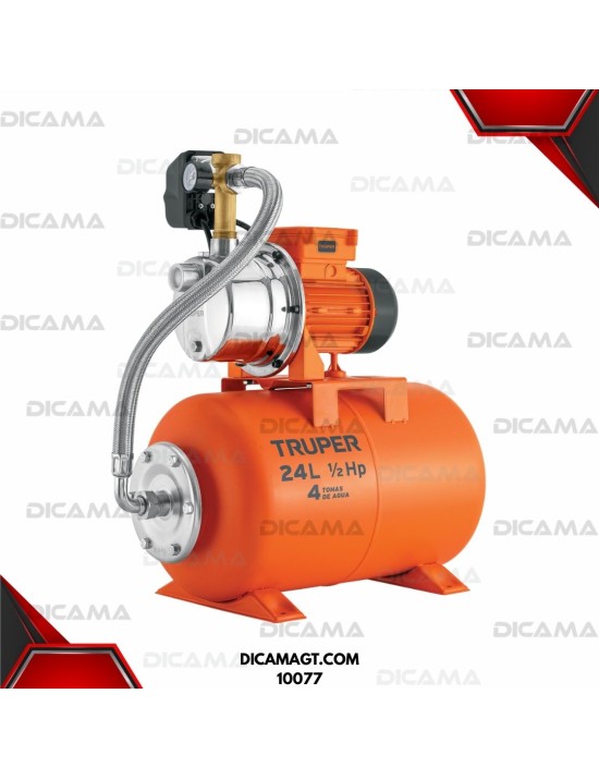 BOMBA DE AGUA 0.50 HP HIDRONEUMATICA TANQUE 24 LTOS TRUPER 10077