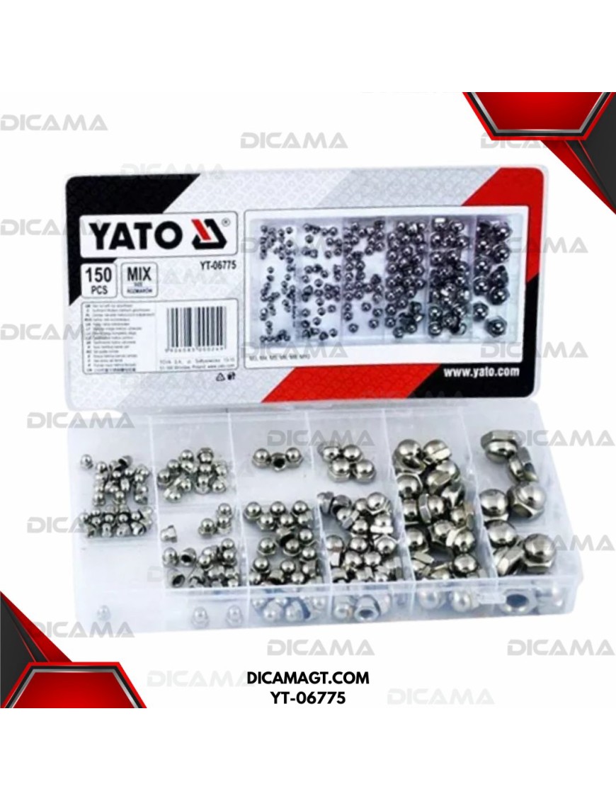 TUERCAS SURTIDAS DE ACERO INOXIDABLE 150 PCS YATO YT-06775