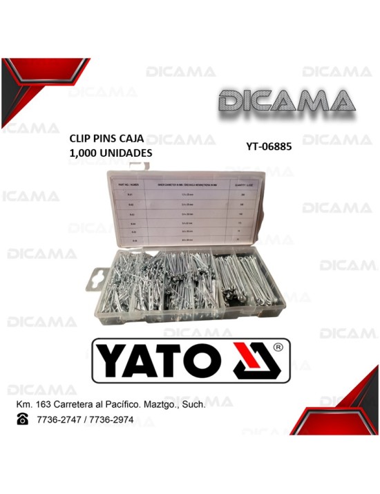CLIP PINS CAJA 1000 UNIDADES YATO YT-06885