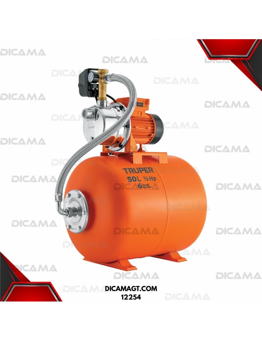 BOMBA DE AGUA 0.50 HIDRONEUMATICA TANQUE 50 LTOS TRUPER 12254