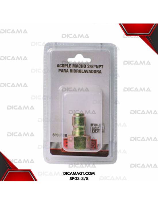 ACOPLE MACHO 3/8 NPT PARA HIDROLADORA 3WZ BBT SP03-3/8
