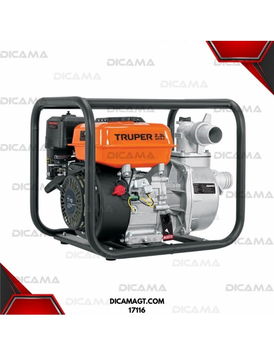 BOMBA DE AGUA 2 GASOLINA 7HP 550LTS X MINUTO TRUPER 17116
