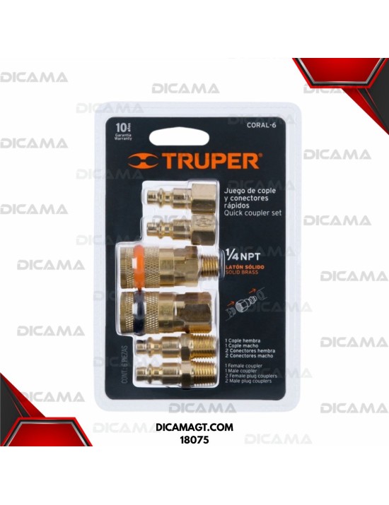 JUEGO 4 CONECTORES Y 2 COPLES P/COMPRESO TRUPER 18075