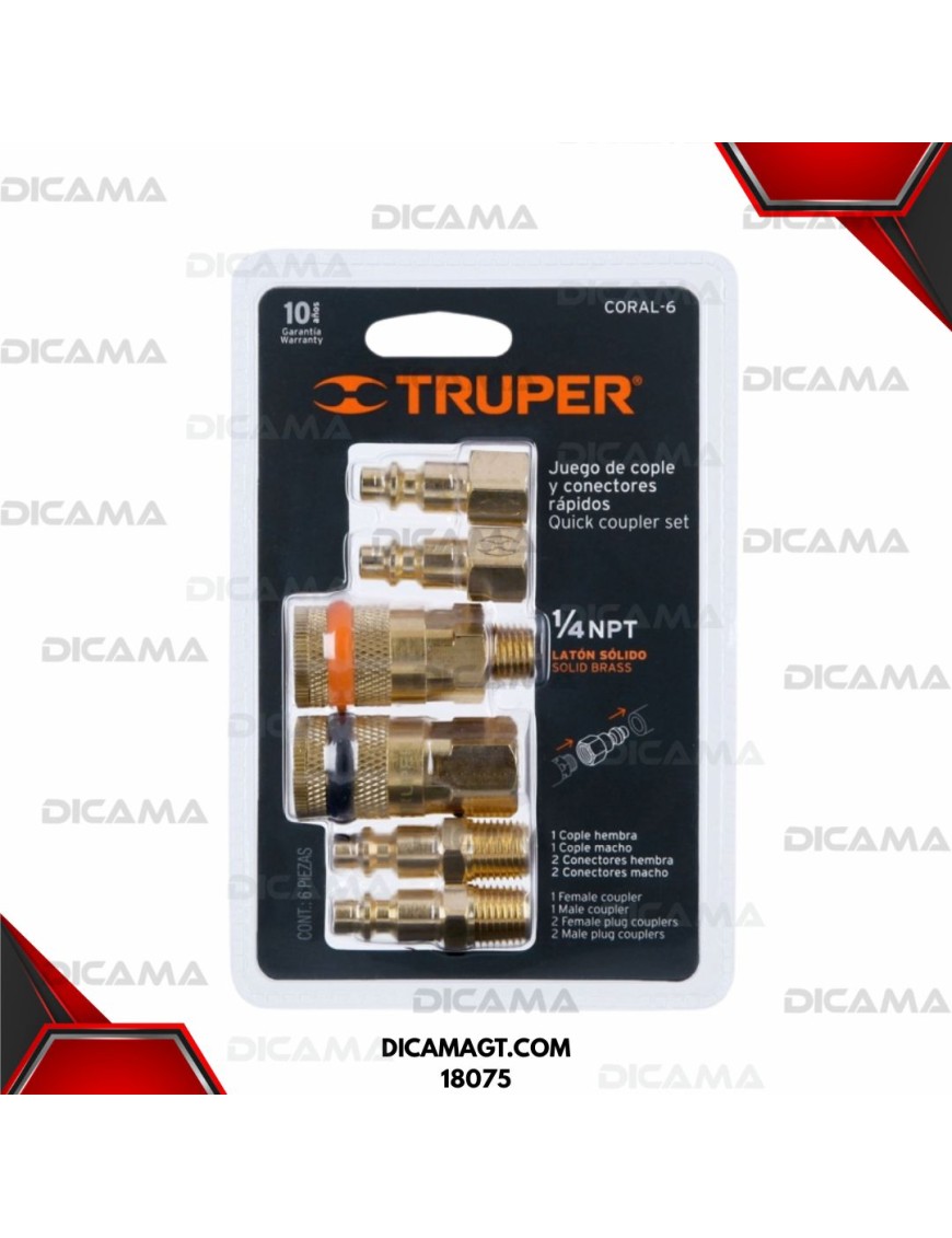 JUEGO 4 CONECTORES Y 2 COPLES P/COMPRESO TRUPER 18075