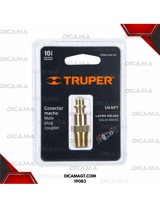 CONECTOR MACHO TIPO MILTON 1/4 NPT TRUPER 19083