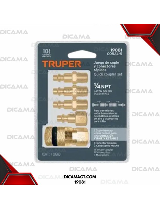 COPLE RAPIDO HEMBRA C/4 CONECT.MACHO 1/4 TRUPER 19081
