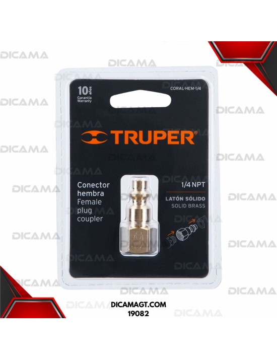 CONECTOR HEMBRA TIPO MILTON 1/4 NPT TRUPER 19082