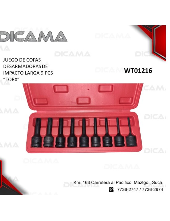 COPAS JUEGO DESARMADORAS DE IMPACTO LARGAS 9 PZAS