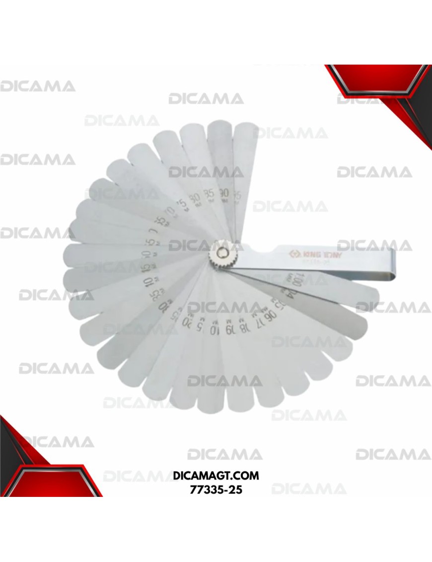 CALIBRADOR DE HOJAS 25 HOJAS 0.04-1.00 MM KING TONY 77335-25
