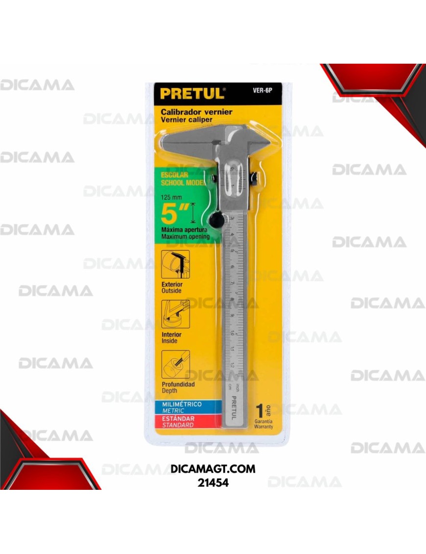 CALIBRADOR VERNIER 5 ACERO PRETUL 21454