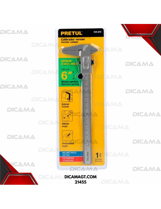 CALIBRADOR VERNIER 6 ACERO PRETUL 21455
