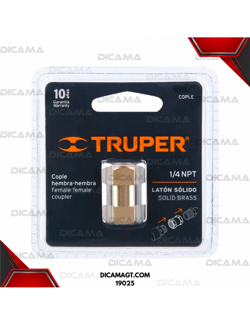 ACOPLE DE LATON P/EQUIPO DE AIRE 1/4 NPT TRUPER 19025