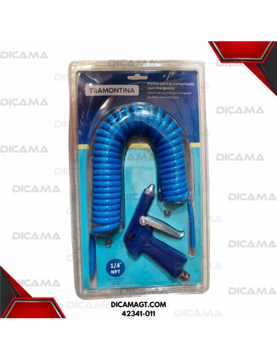 PISTOLA DE AIRE CON MAGUERA COMPRIMIDA 1/4 NPT 5MTS TRAMONTINA 42341-011