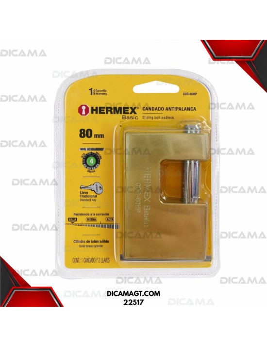 CANDADO 80 MM ANTIPALANCA  CUERPO DE HIERRO HERMEX 22517