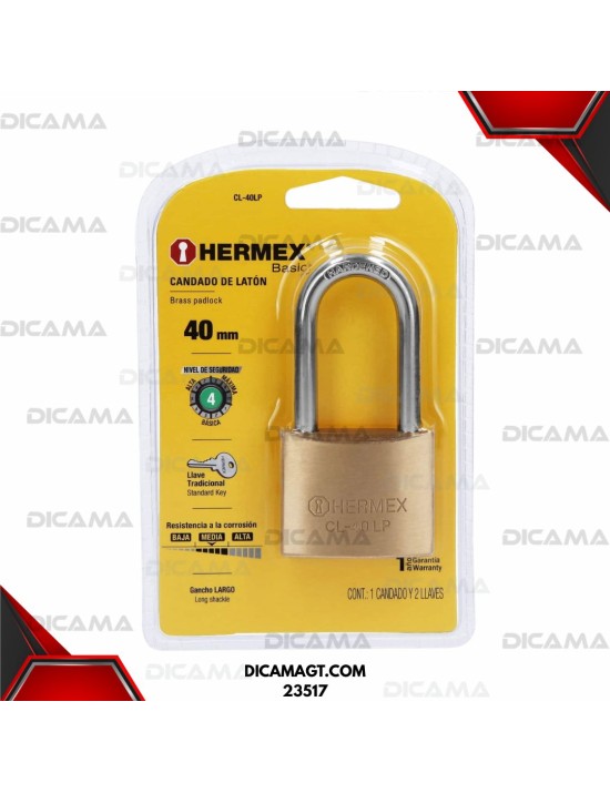 CANDADO 80 MM ANTIPALANCA CUERPO METÁLICO HERMEX 23517