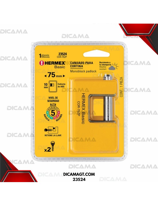CANDADO 75 MM ANTIPALANCA  CUERPO METÁLICO HERMEX 23524