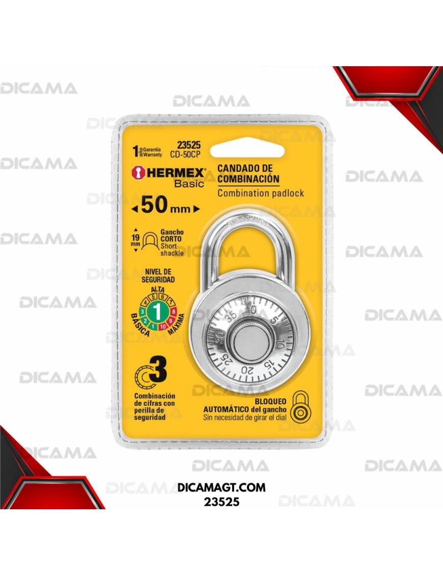 CANDADO DE COMBINACION DE DISCO HERMEX 23525