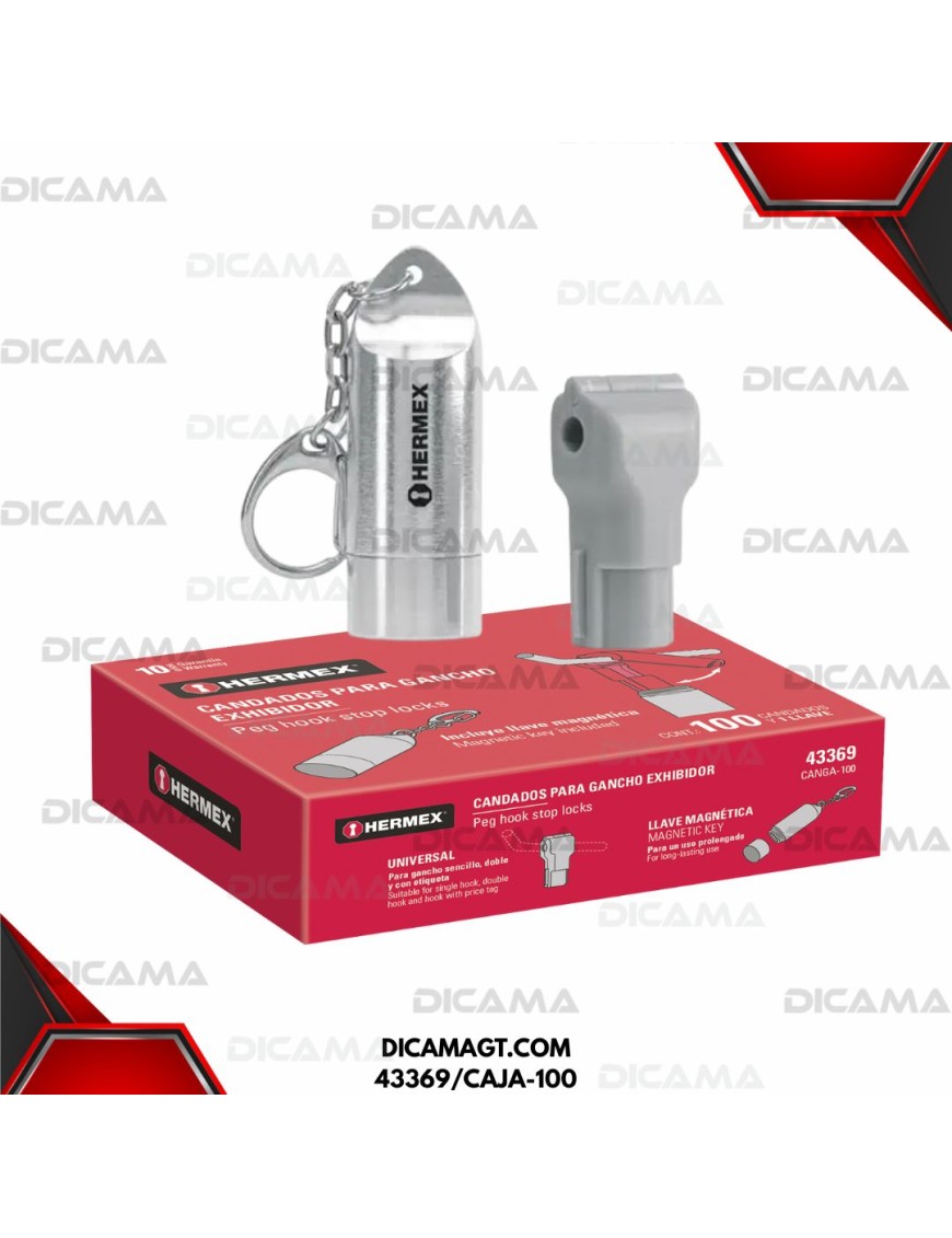 CANDADO PARA GANCHOS INCLUYE 1 LLAVE HERMEX 43369/CAJA-100