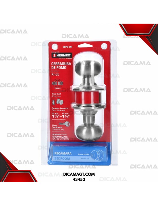 CHAPA TIPO OVAL PARA RECAMARA  CROMO MATE HERMEX 43452