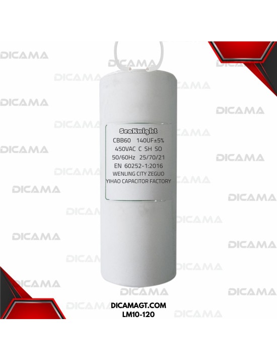 CAPACITOR 120MFD AC24 250 VAC 25/70/21 50/60HZ SEAKNIGHT LM10-120