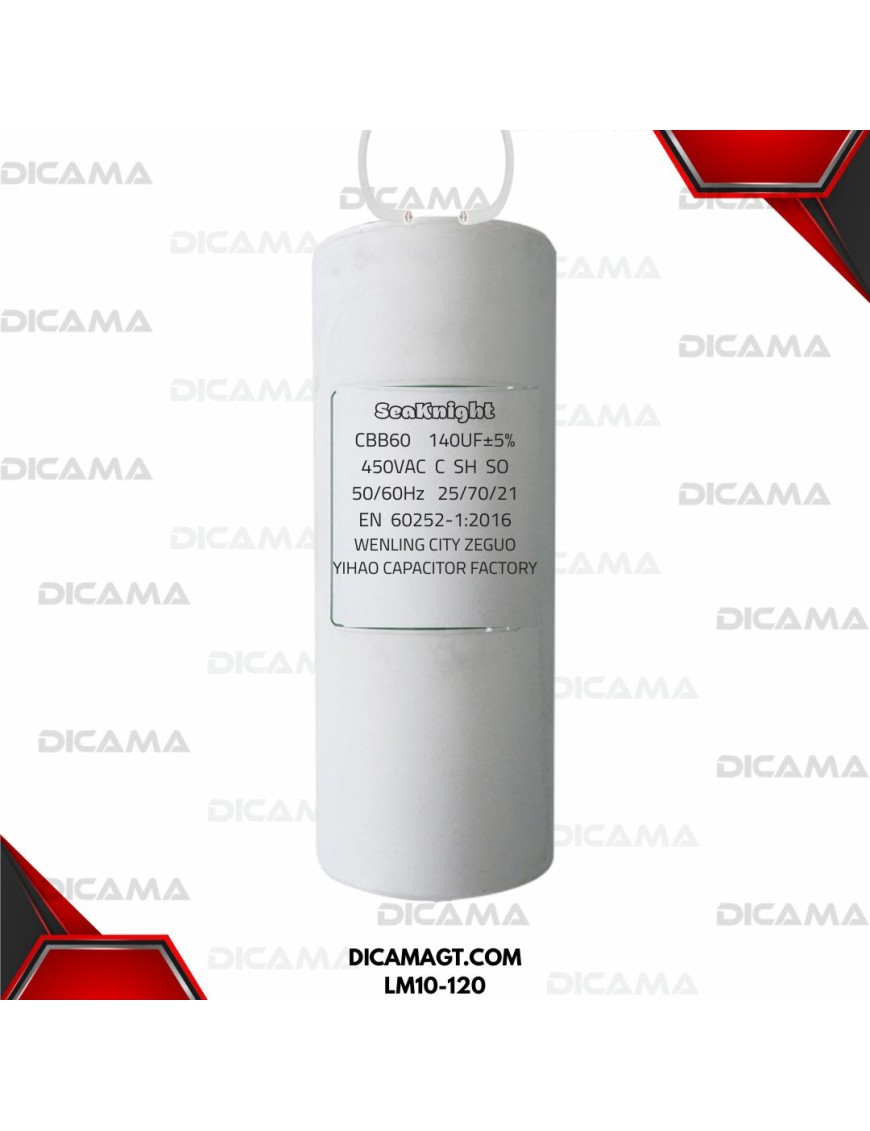 CAPACITOR 120MFD AC24 250 VAC 25/70/21 50/60HZ SEAKNIGHT LM10-120