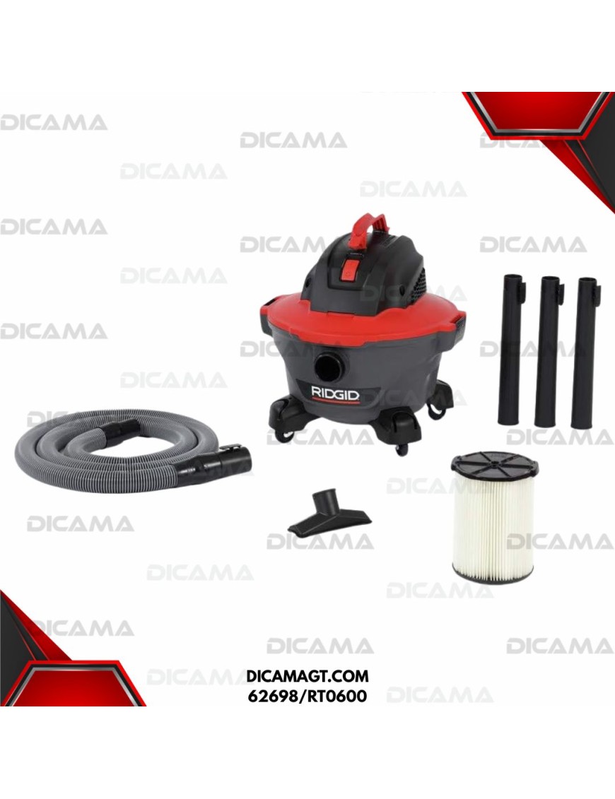 ASPIRADORA  6 GALONES 22.5 LITROS 4.25HP SECO Y MOJADO RIDGID 62698/RT0600
